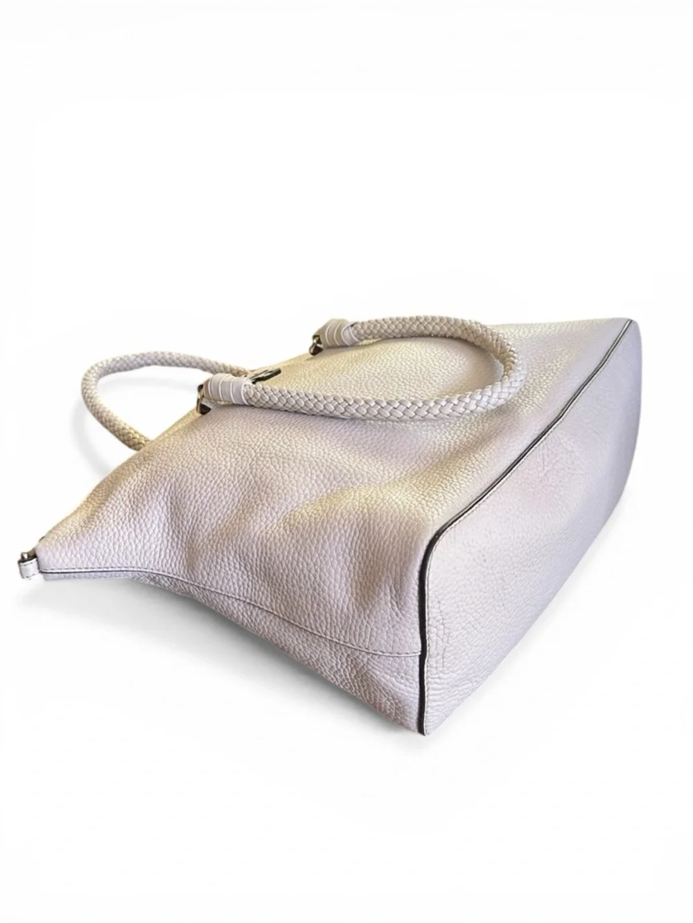 Tory Burch Pebbled Leather Ivory Satchel Tote Crossbody Bag w Dust Bag